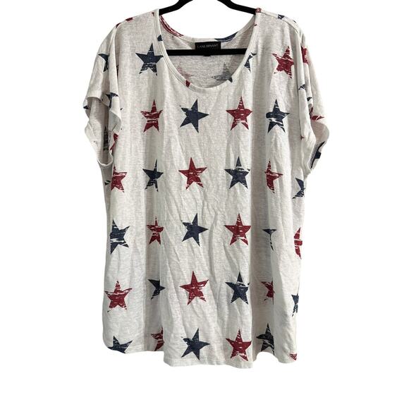 Lane Bryant Women's Plus Size Red White Blue Star Top Size 22/24 3X - Picture 1 of 6